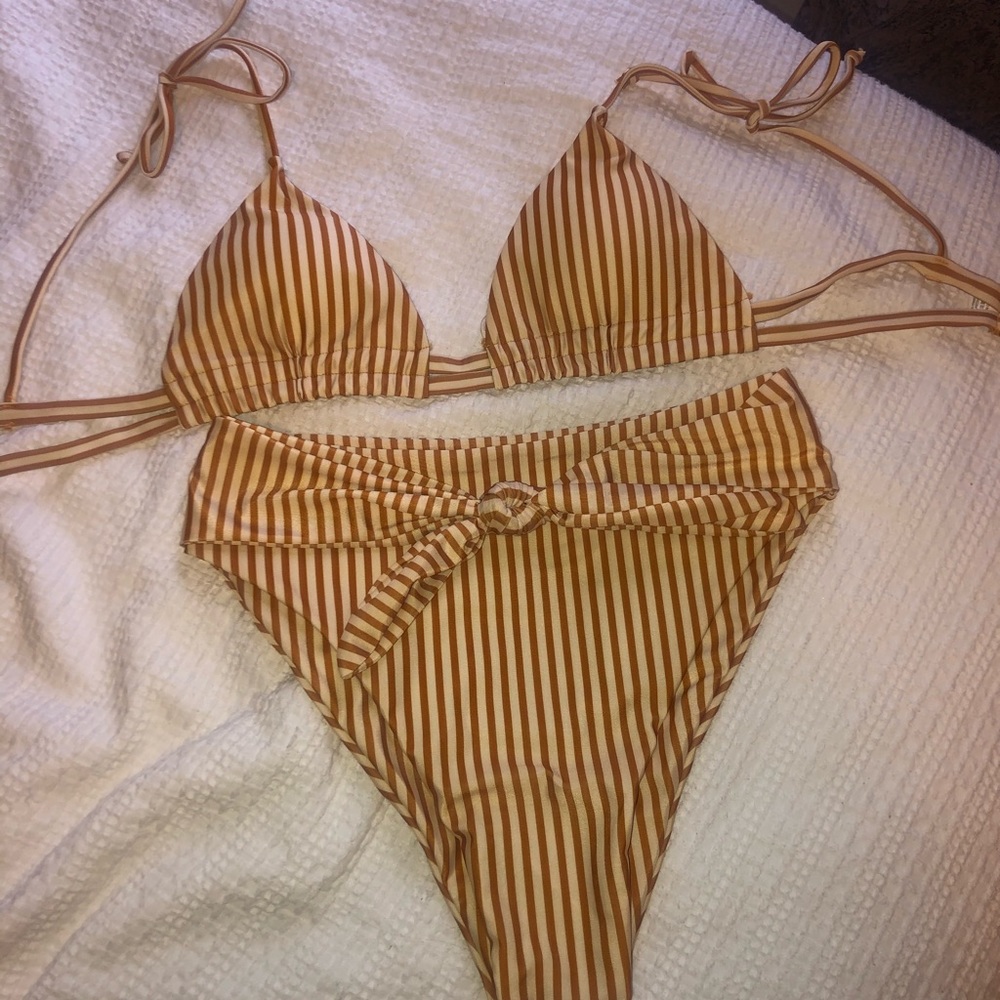 High waisted tie bikini set